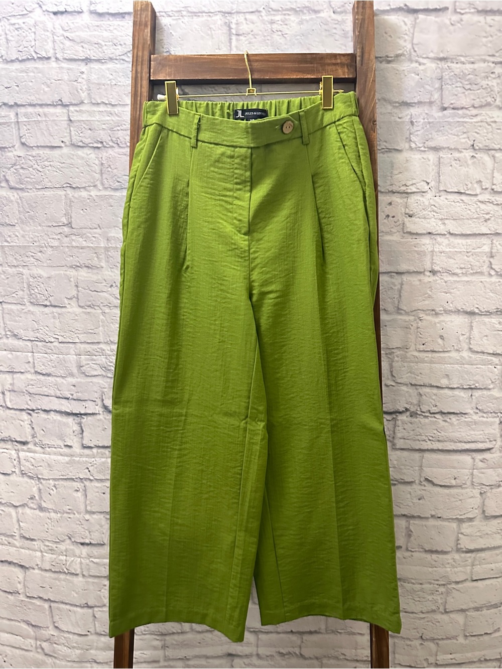 Jules & Leopold Lime Green Wide-Leg Chinos